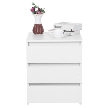 White Modern Bedside Cabinet with 3 Drawers – Stylish Nightstand Cabinet for Bedroom
