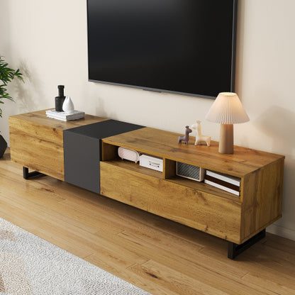 TV Cabinet 170cm – Dark Grey & Wooden TV Stand with Storage Doors & Shelves
