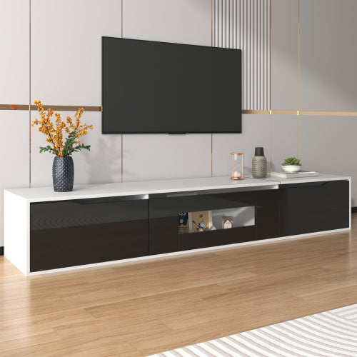 High Gloss TV Cabinet 180cm – Black & White TV Stand with LED Lights (50–59” TVs)