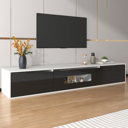 High Gloss TV Cabinet 180cm – Black & White TV Stand with LED Lights (50–59” TVs)