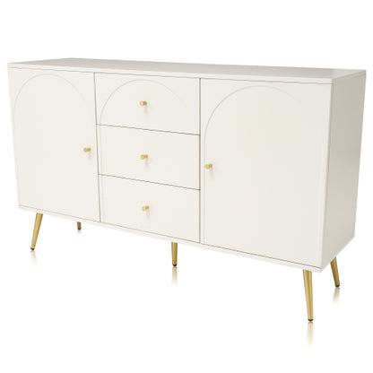 Cream White Sideboard Cabinet with 2 Doors & 3 Drawers – Modern Storage Unit (140cm)