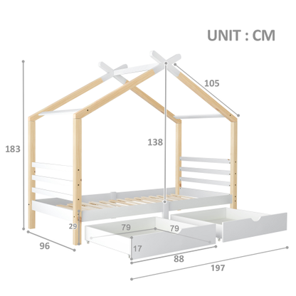 Kids Canopy Single Bed with Storage