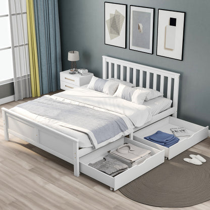 Wooden Storage Bed Frame with Drawers – 4ft6 Double Solid Pine Bed (190 x 135 cm)