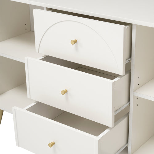 Cream White Sideboard Cabinet with 2 Doors & 3 Drawers – Modern Storage Unit (140cm)