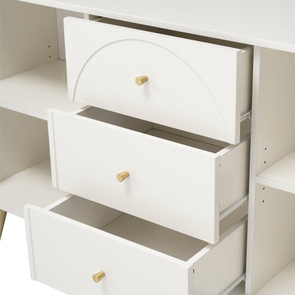 Cream White Sideboard Cabinet with 2 Doors & 3 Drawers – Modern Storage Unit (140cm)
