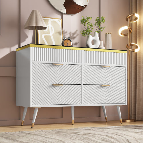 White Sideboard Cabinet with 6 Drawers