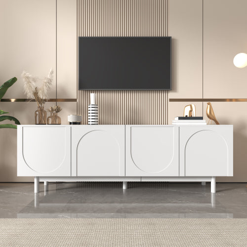 Modern Black TV Cabinet with Push-to-Open Doors & Adjustable Shelves – 175cm Lowboard Unit