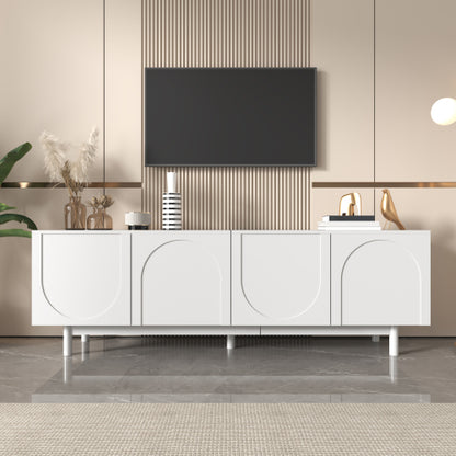 Modern Black TV Cabinet with Push-to-Open Doors & Adjustable Shelves – 175cm Lowboard Unit