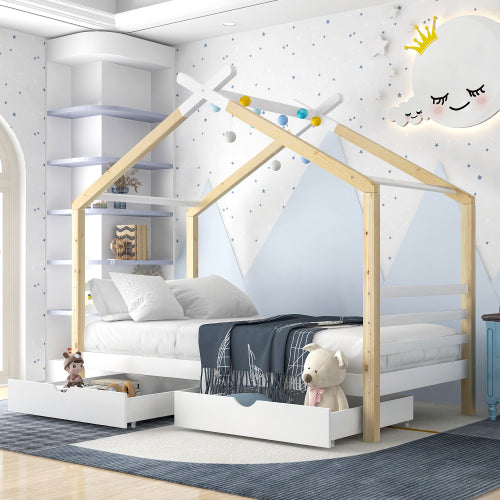 Kids Canopy Single Bed with Storage