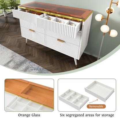 White Sideboard Cabinet with 6 Drawers