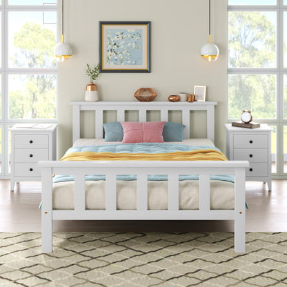 White Solid Pine Wooden Single Bed Frame (3ft) – 90x190cm Kids & Adult Bed