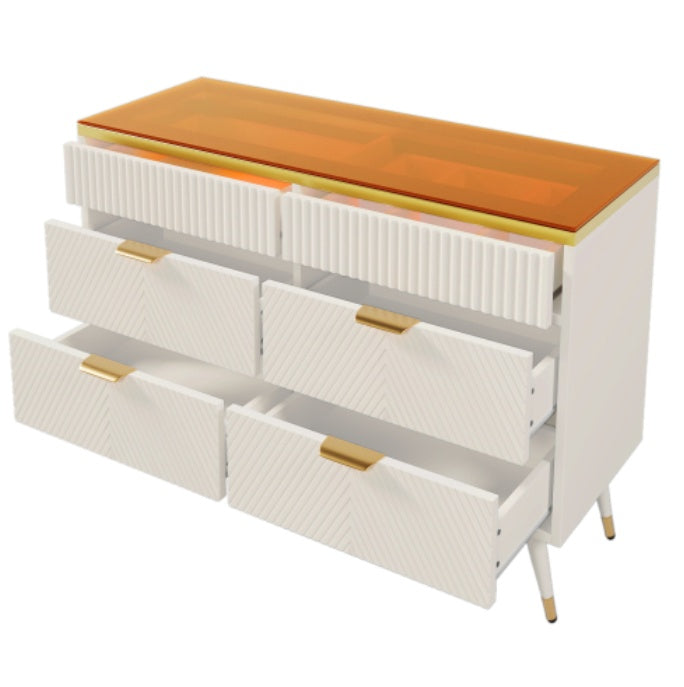 White Sideboard Cabinet with 6 Drawers
