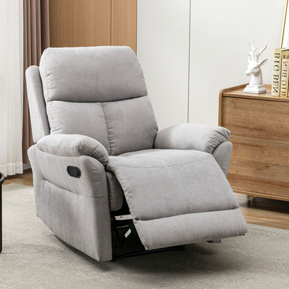 Grey Fabric Recliner Chair for Elderly – Adjustable Armchair with Footrest & Side Pocket