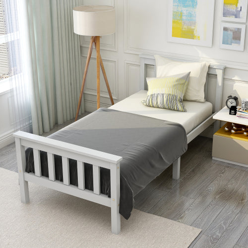 White Solid Pine Wooden Single Bed Frame (3ft) – 90x190cm Kids & Adult Bed