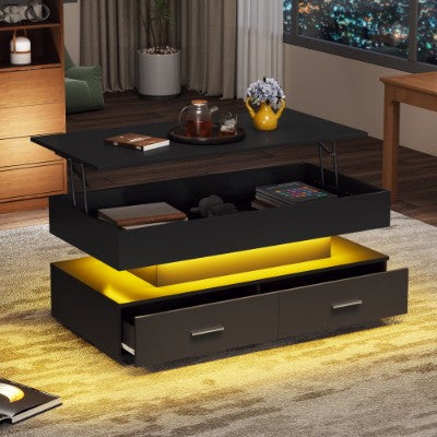 Black Lift Top LED Coffee Table