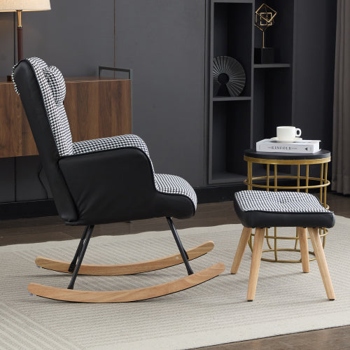 Fabric Rocking Chair for Adults – Modern Recliner Lounge Chair with Solid Wood Legs (Colourful)
