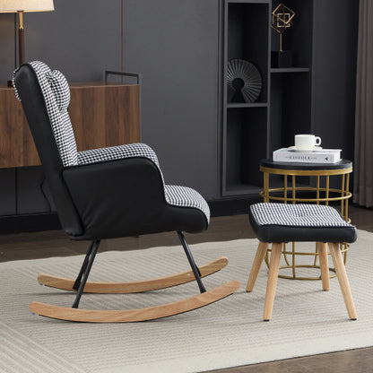Fabric Rocking Chair for Adults – Modern Recliner Lounge Chair with Solid Wood Legs (Colourful)