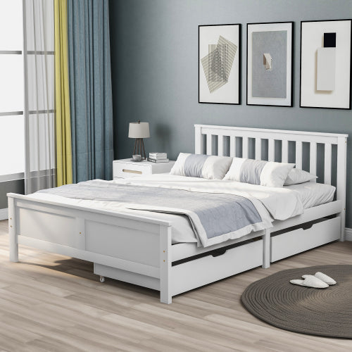 Wooden Storage Bed Frame with Drawers – 4ft6 Double Solid Pine Bed (190 x 135 cm)