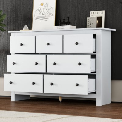 White 7-Drawer Storage Sideboard Cabinet – Modern Living Room & Kitchen Cabinet (152cm)