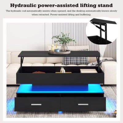 Black Lift Top LED Coffee Table