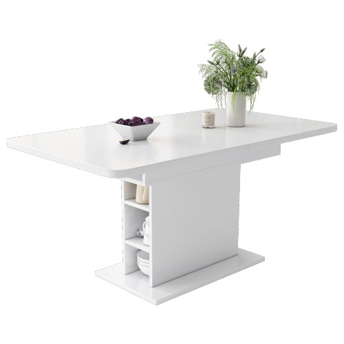 Extendable Dining Table With Storage - White