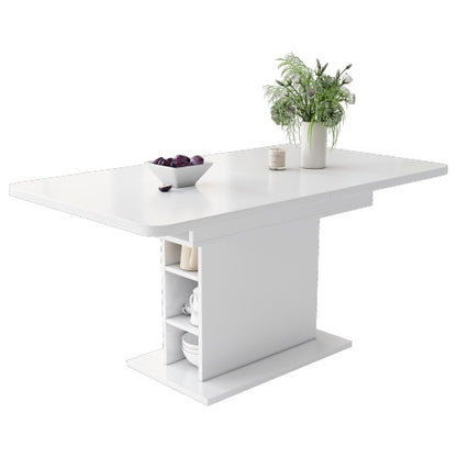 Extendable Dining Table With Storage - White