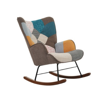 Patchwork Rocking Chair With Footrest