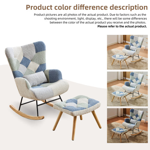 Fabric Rocking Chair for Adults – Modern Recliner Lounge Chair with Solid Wood Legs (Colourful)