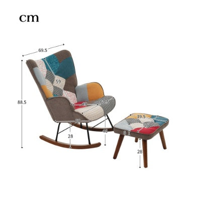 Patchwork Rocking Chair With Footrest