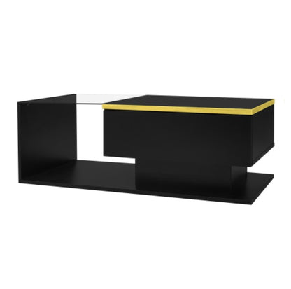 High Gloss Coffee Table with Glass Top & LED Lighting