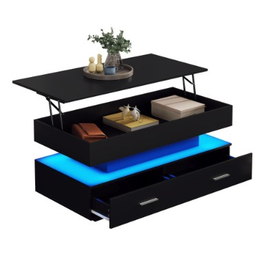 Black Lift Top LED Coffee Table