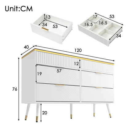 White Sideboard Cabinet with 6 Drawers